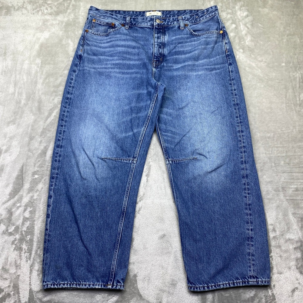 Madewell The Darted Barrel Leg Jeans Medium Wash Sz 32 Fits 36" Grunge Skater